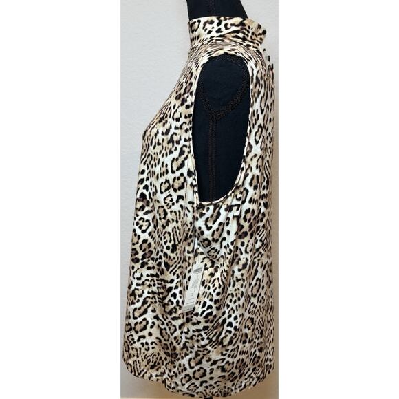 Chico's Neutral Animal Print Mock Neck Tank Back Zipper Size 3 (XL) NWT - Picture 2 of 6